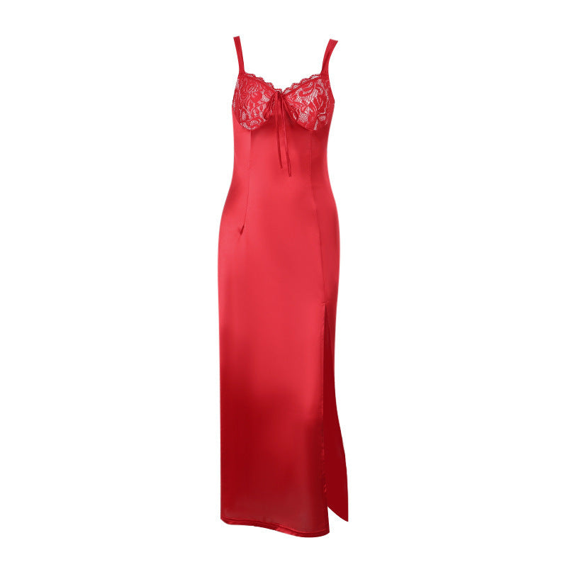 Maxi Dress Socialite Slim Satin Split Sling Dress