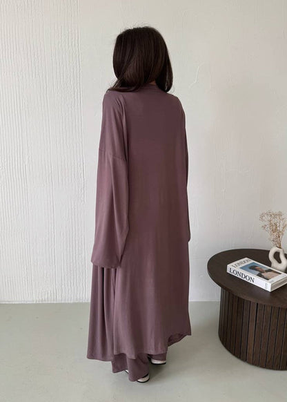 Sienna Three-piece Lounge Set – Flowy Pants, Fitted Top & Drape Cardigan