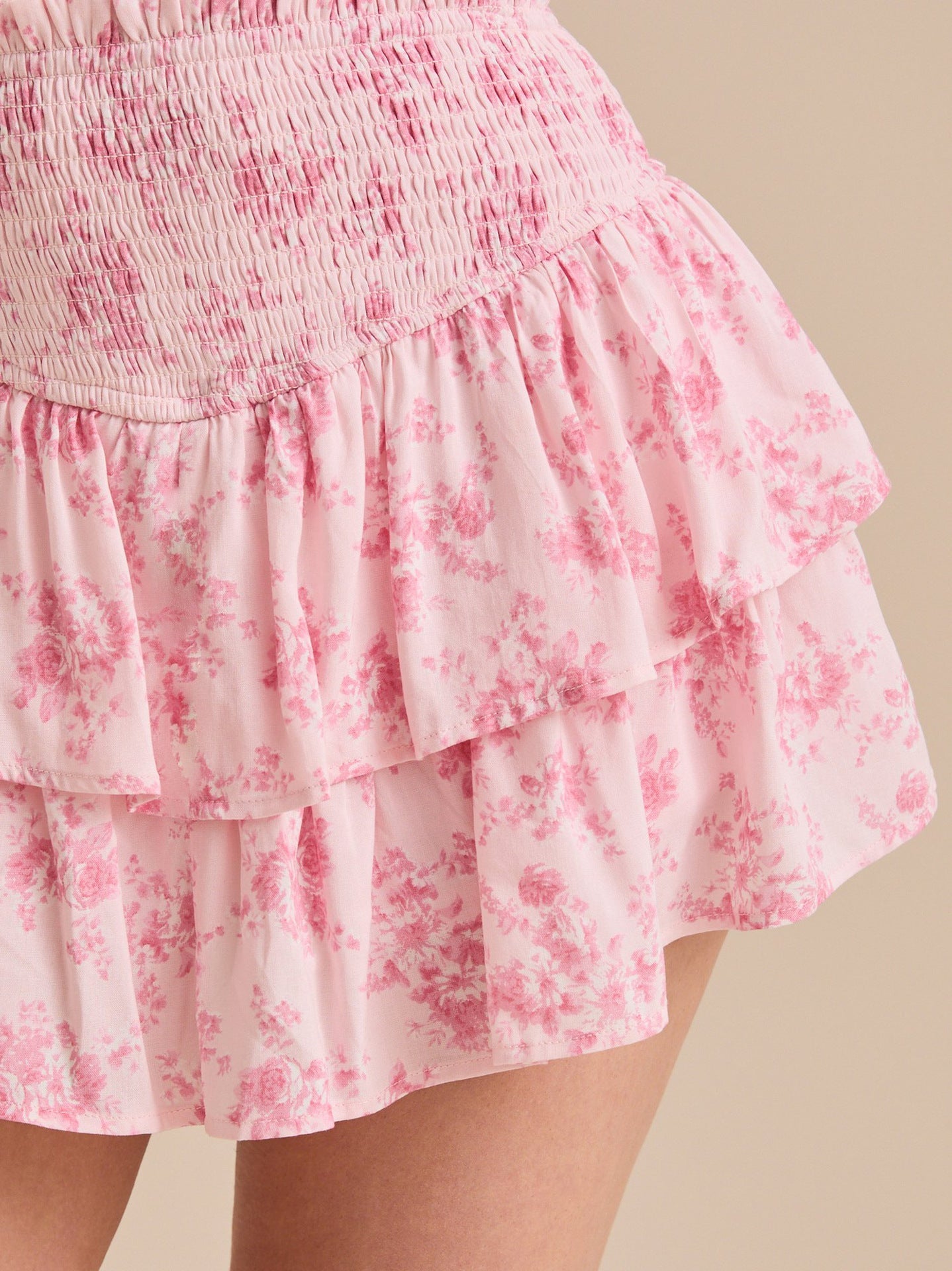Print High Waist Tiered Puffy Skirt