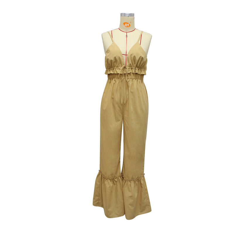 Summer Color Jumpsuit Strap Horn Jumpsuit for