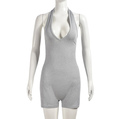 Clothing at Halter Backless Color Slim Fit Jumpsuit