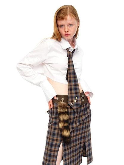 Classic Plaid Skirt and Necktie Set