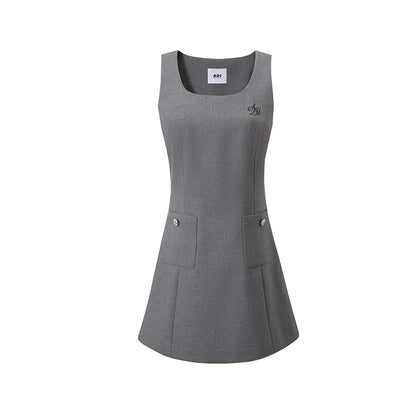 Sleeveless A-line Mini Dress - Sporty Pocket Detail Tank Tunic