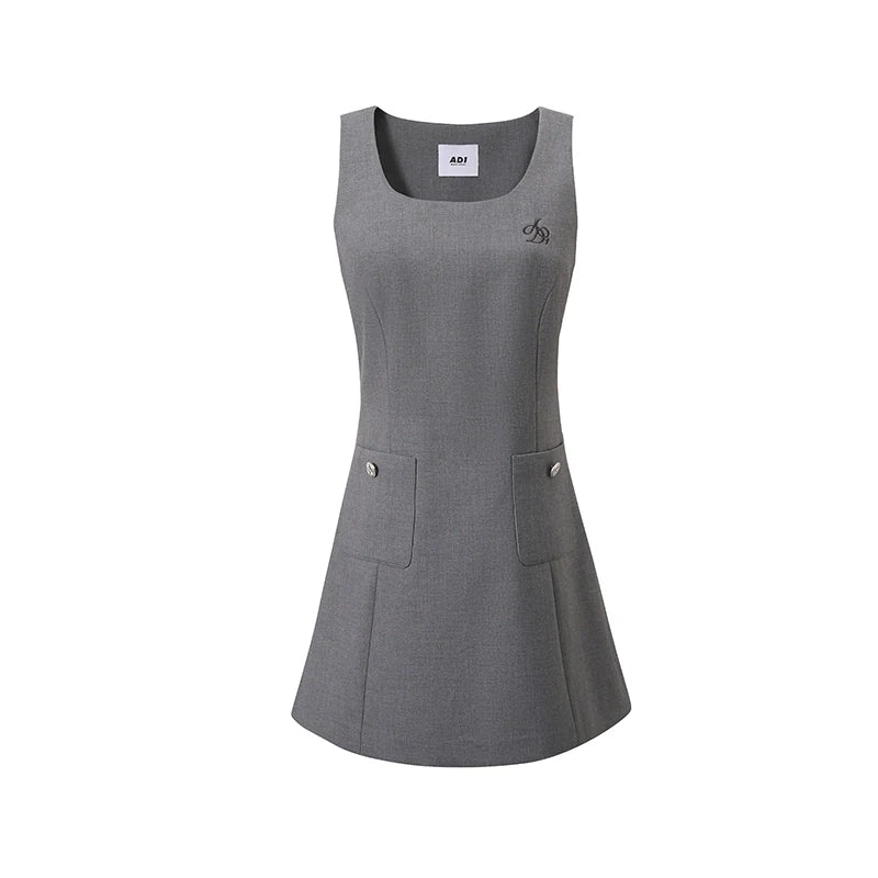 Sleeveless A-line Mini Dress - Sporty Pocket Detail Tank Tunic
