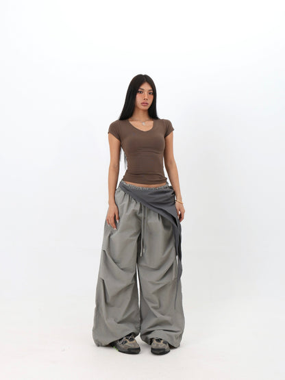 Wrap Waist Parachute Pants