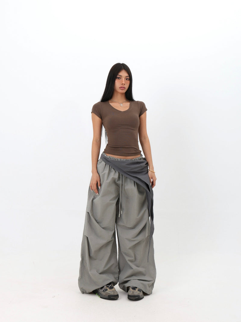 Wrap Waist Parachute Pants