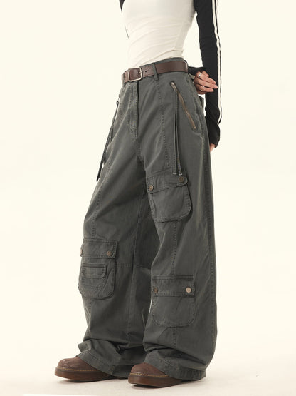 Multi-utility Pocket Wide-leg Cargo Pants