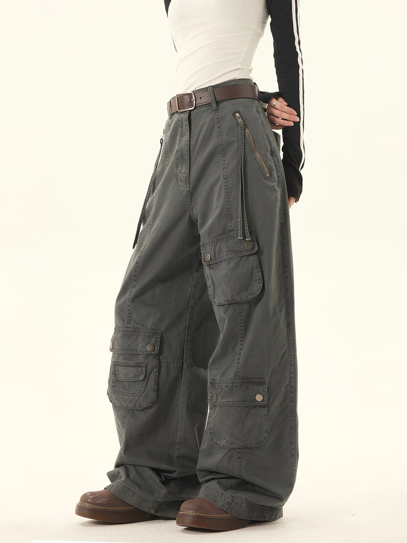 Multi-utility Pocket Wide-leg Cargo Pants