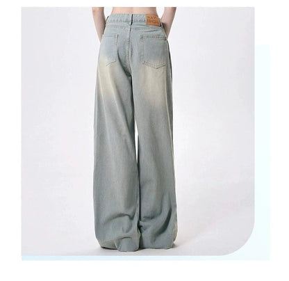 Rayohopp Ultra Wide-leg Denim Palazzo Pants - High-waisted Pleated Jeans With Faded Wash