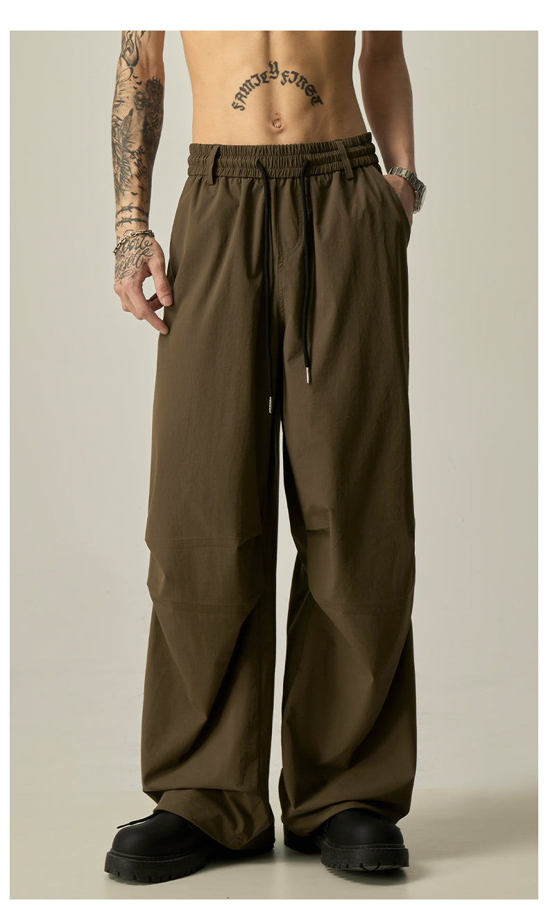 Gray Loose Drawstring Pants