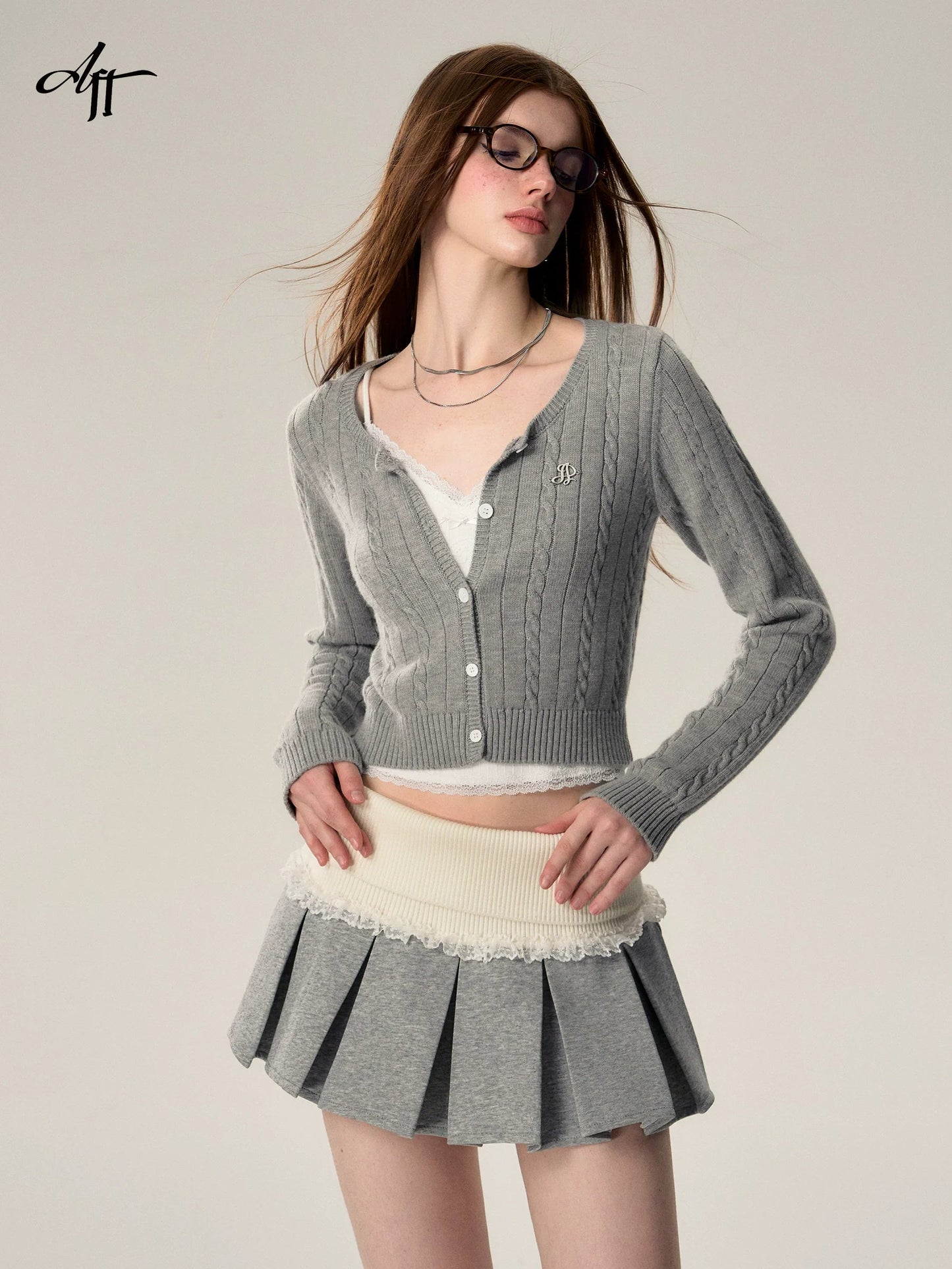 Wool Button-down Cardigan Set