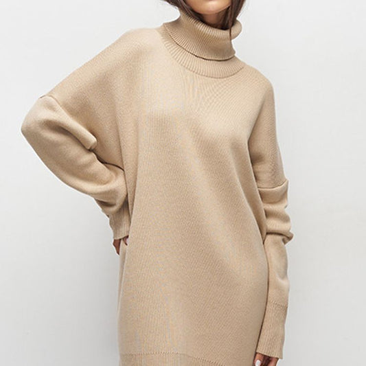 Autumn Winter Turtleneck Sweater Mid Length Thickened Russia Long Sleeved Knitwear