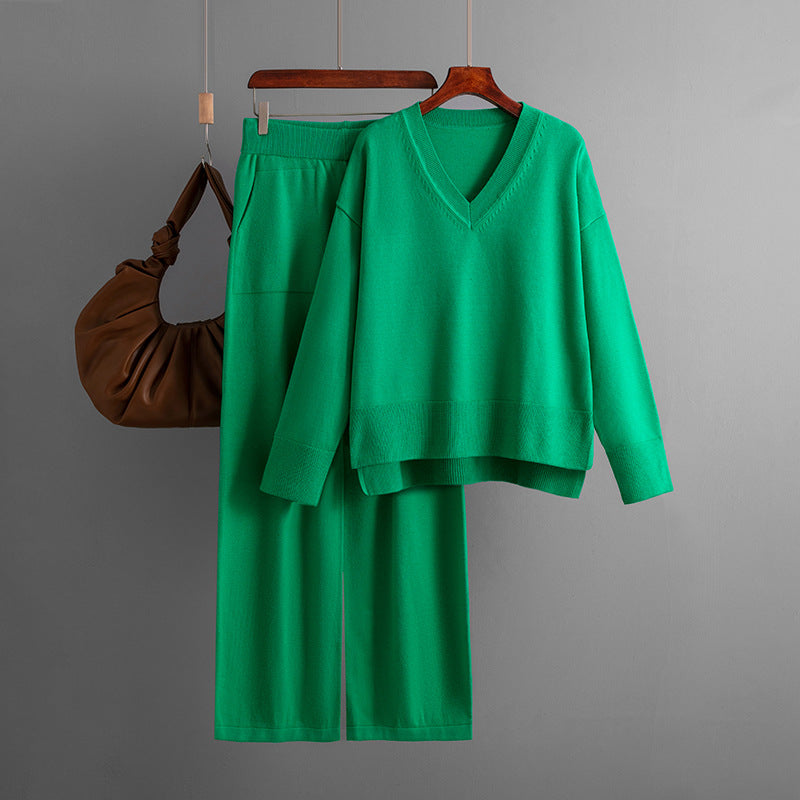 Suit Autumn Winter Loose Sweater Pullover Two Piece Set