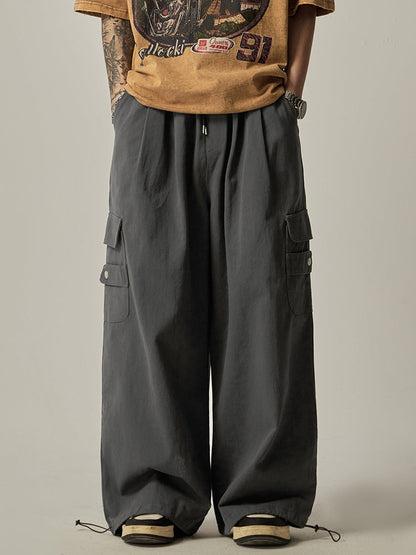 Gray Wide Cargo Combat Pants