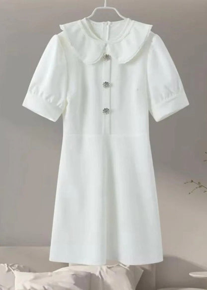 Amelie - Pearl Button Mini Dress
