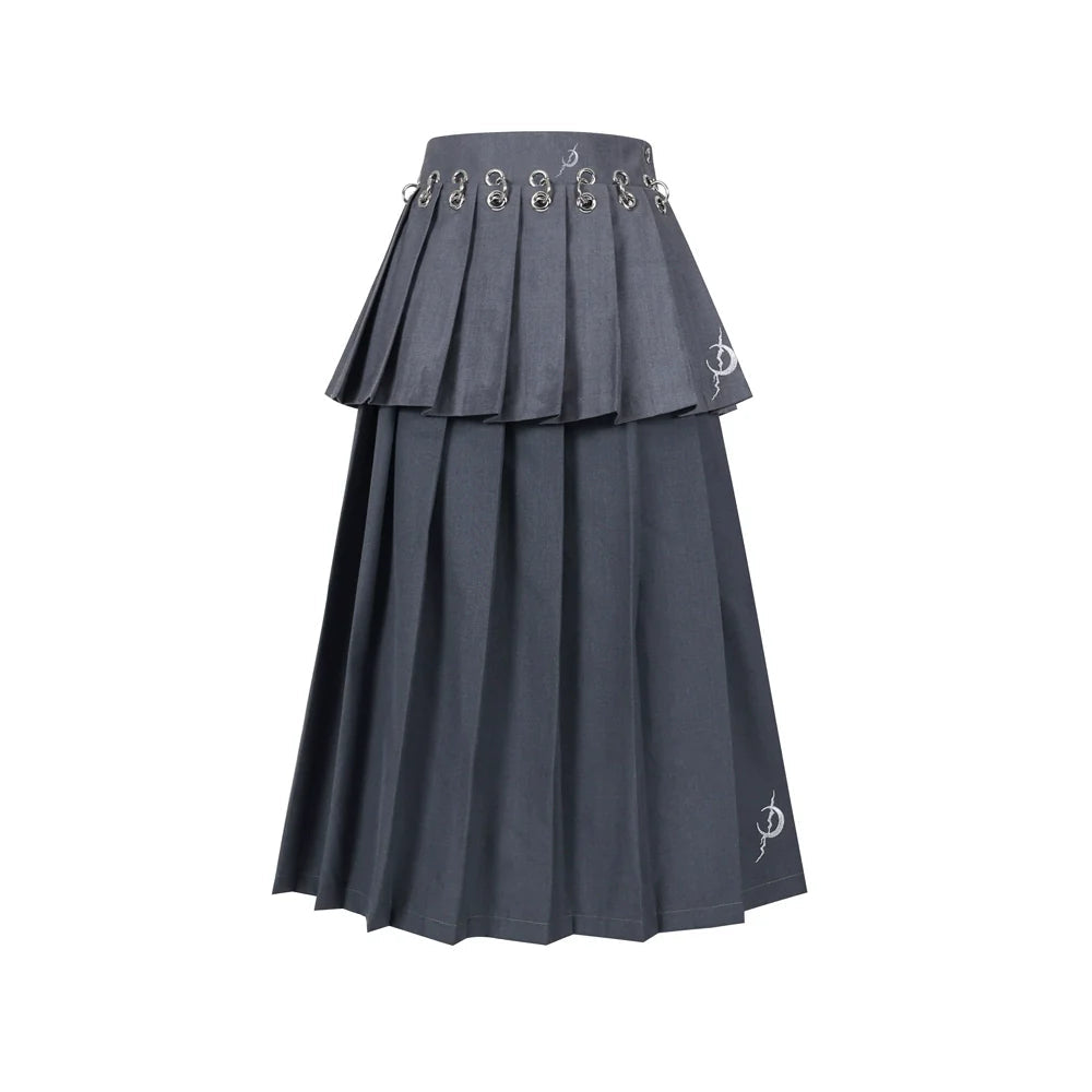 Pinkspink Gothic Tiered Pleated Skirt - Charcoal Gray