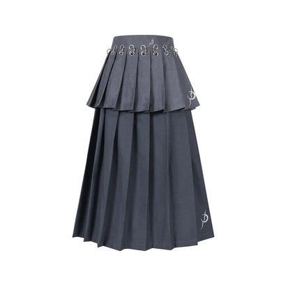 Pinkspink Gothic Tiered Pleated Skirt - Charcoal Gray