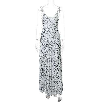 Zulema Polka Dot Mesh Midi Dress
