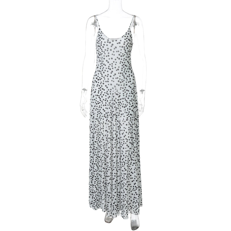 Zulema Polka Dot Mesh Midi Dress