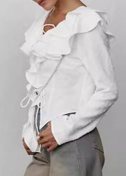 Delphine - Ruffled Lace-up Blouse