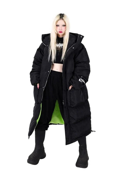 Pinkspink Cat Ear Hooded Puffer Coat - Jet Black