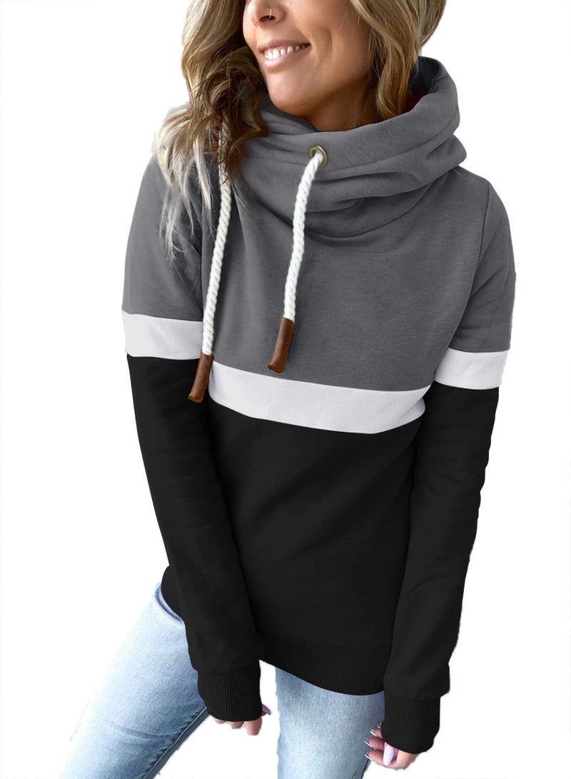 Sweatshirt Autumn Winter Color Stitching Pullover Hooded Sweatshirt for