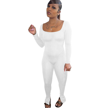 Backless Neck Trousers Color High Elastic Fabric Sports Yoga Jumpsuit