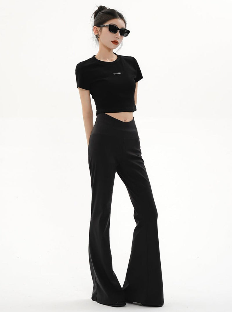 High-waisted Flared Yoga Pants - Black Stretchy Bell Bottom Leggings