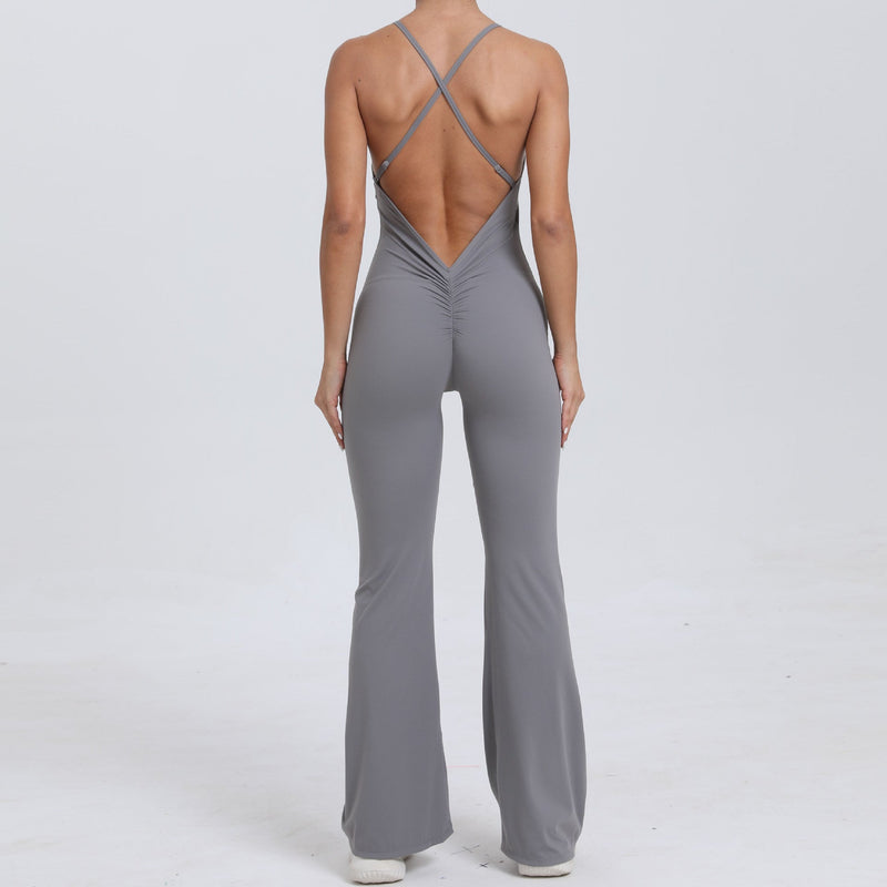 Adjustable Shoulder Strap Horn Yoga Jumpsuit Sports Fitness Hollow Out Cutout Hip Lifting Yoga Jumpsuit