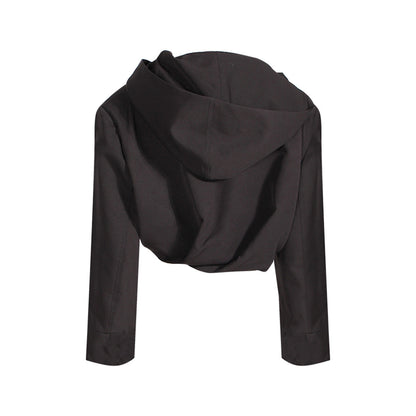 Niche Design Coat Autumn Fashionable Asymmetric Fold Zipper Loose Crop Top