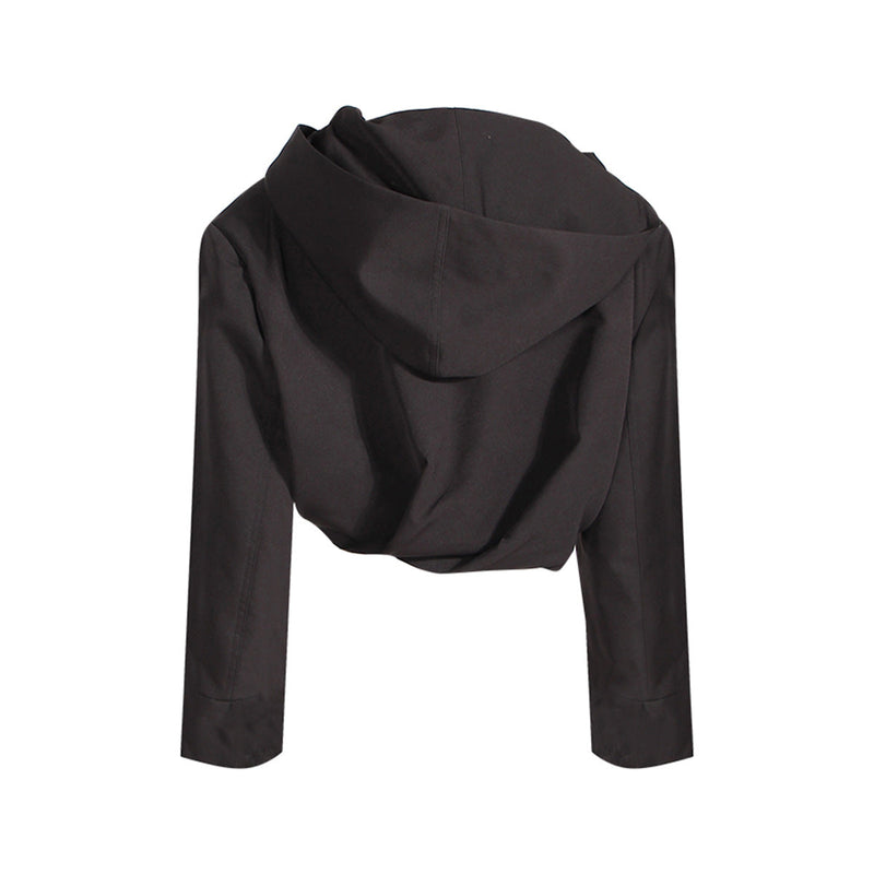 Niche Design Coat Autumn Fashionable Asymmetric Fold Zipper Loose Crop Top