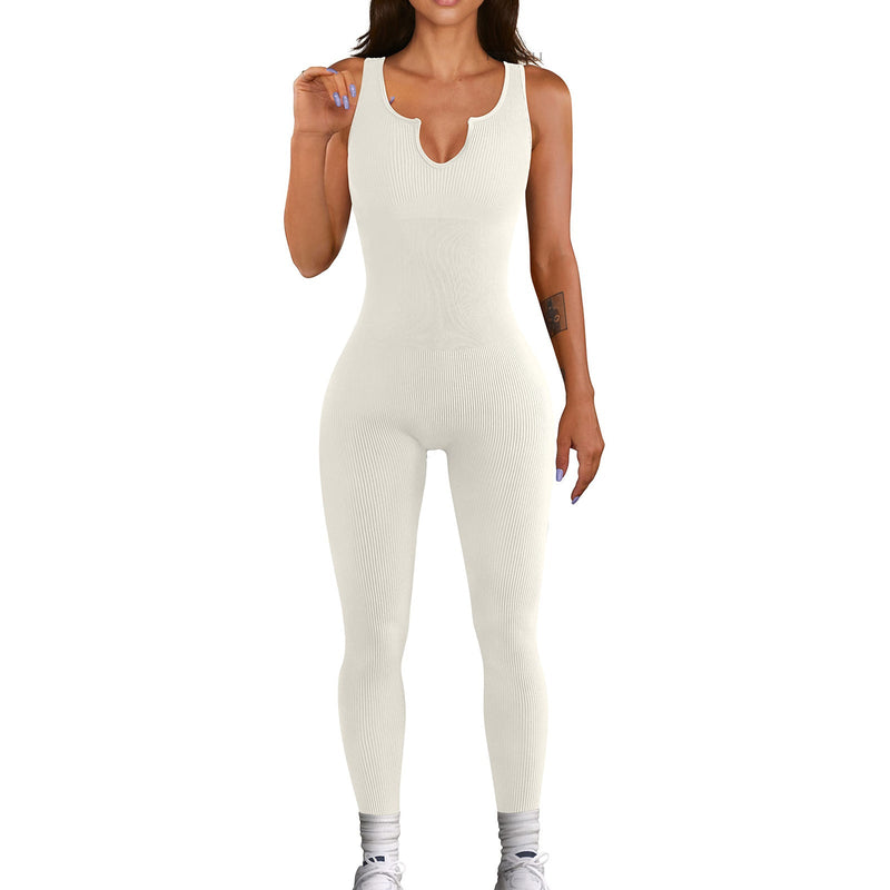 Clothing Sleeveless Vest Jumpsuit High Elastic Thread Fitted Hip Lifting Jumpsuit