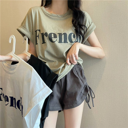 Drop Shoulder Short Sleeve T-shirt Loose