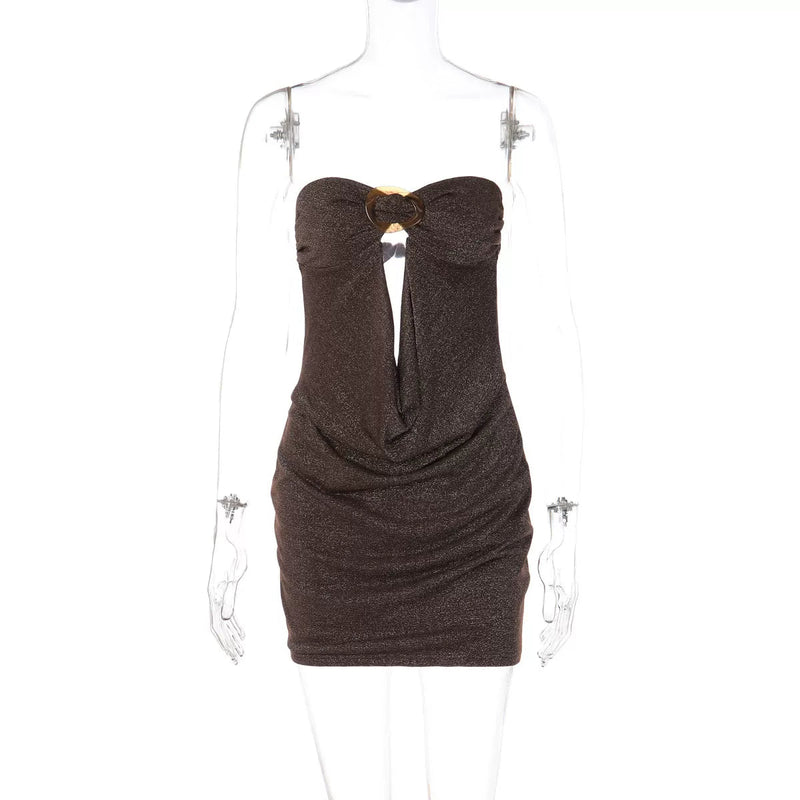 Sequin Strapless Backless Mini Dress