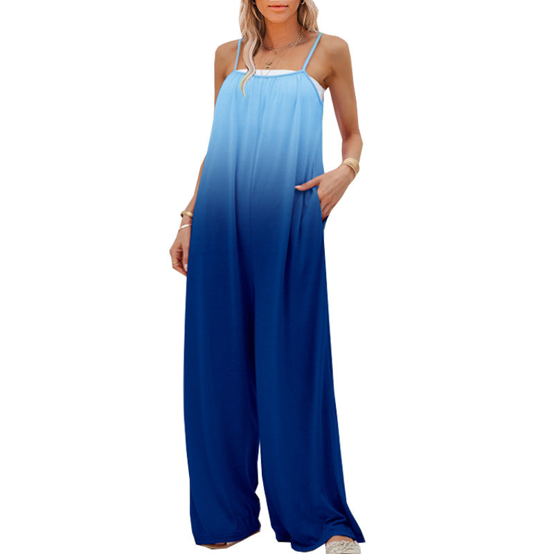 Summer Clothing Loose Sleeveless High Waist Jumpsuit