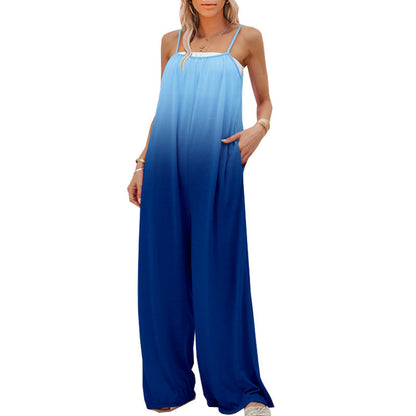 Summer Clothing Loose Sleeveless High Waist Jumpsuit