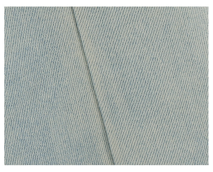 Light Blue Loose Straight Wide-leg Denim Pants With Embroidery Design