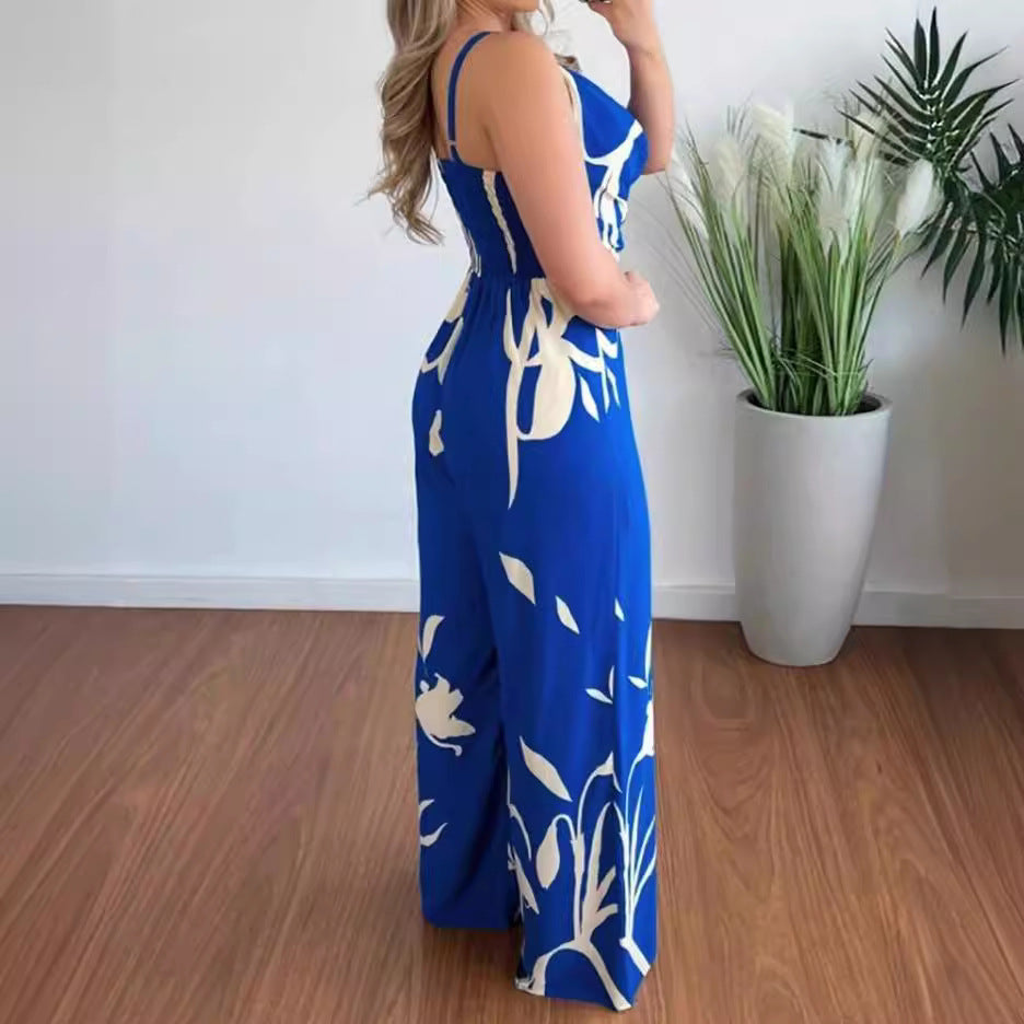 Clothing Summer Printed Suspender Trousers Jumpsuit