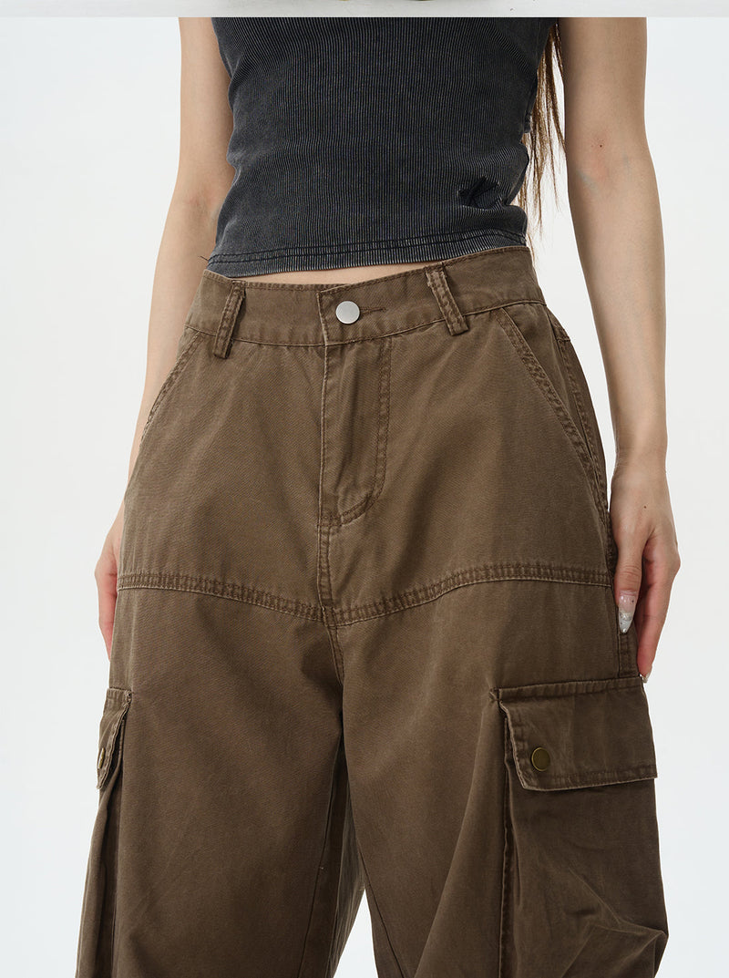 Dark Brown Utility Loose Cargo Pants