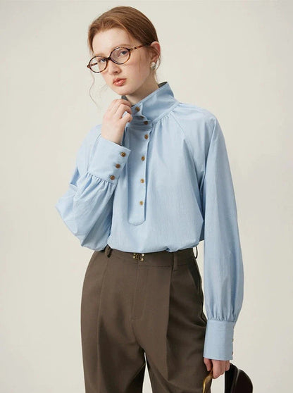 Pearl Button Collar Blouse