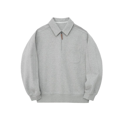 Half-zip Polo Collar Pocket Oversized Sweatshirt