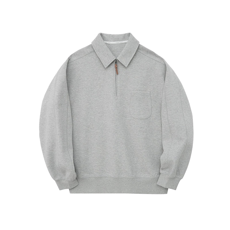 Half-zip Polo Collar Pocket Oversized Sweatshirt