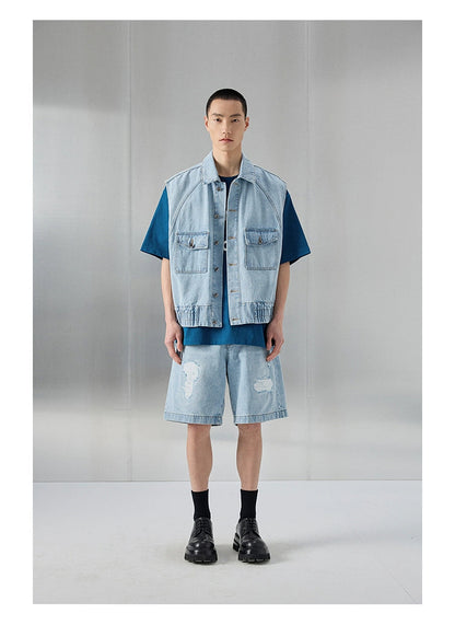 Distressed Patchwork Cropped/short Pants