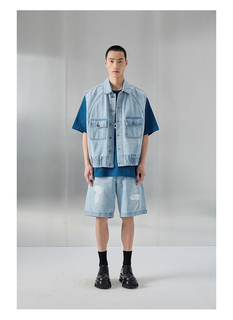Distressed Patchwork Cropped/short Pants