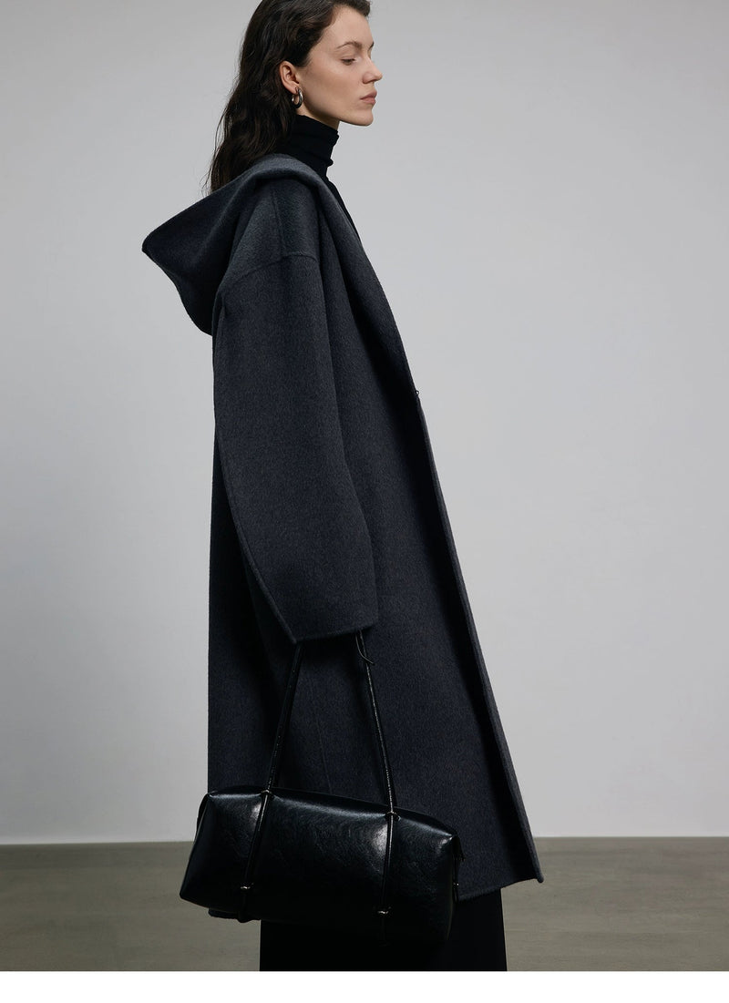Hooded Long Woolen Coat