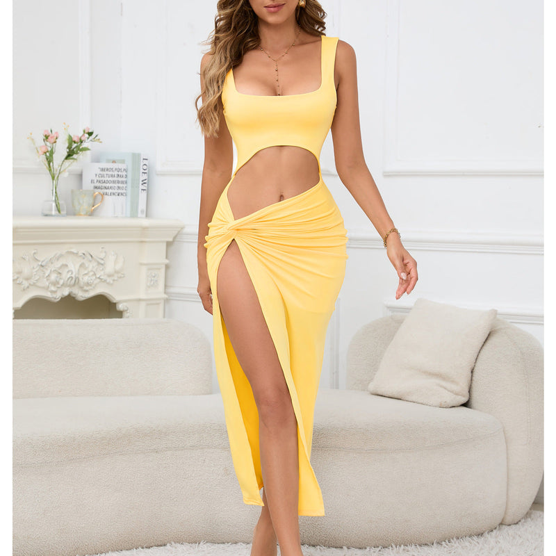 Clothing Maxi Dress Suspender Color Hollow Out Cutout Out Cropped Dress