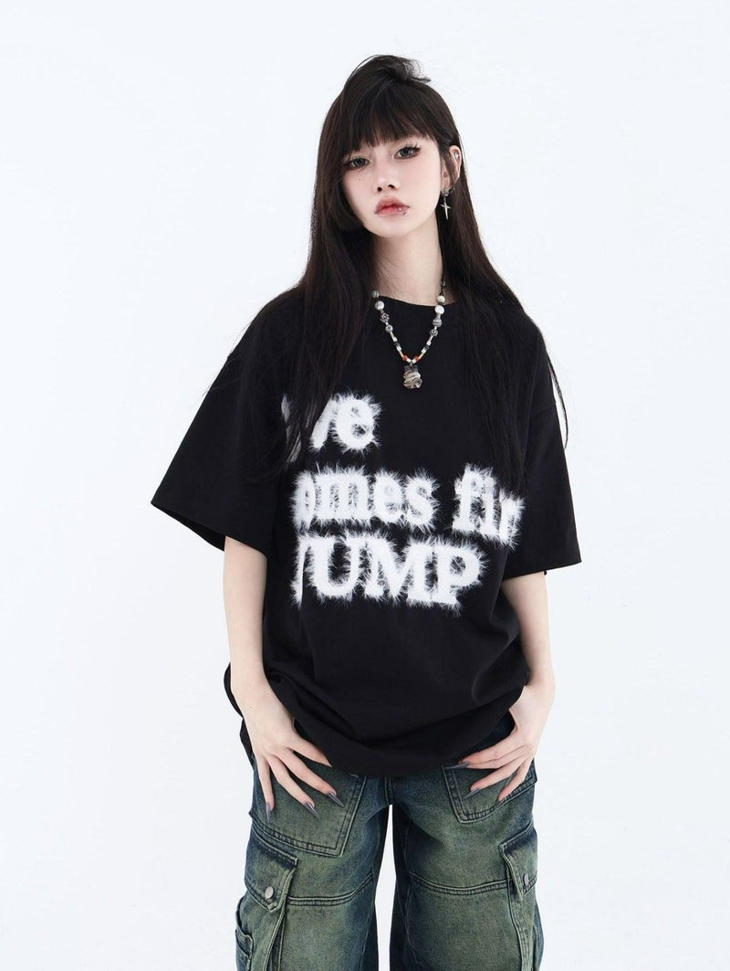 Fluffy T-shirt With Embroidered Logo