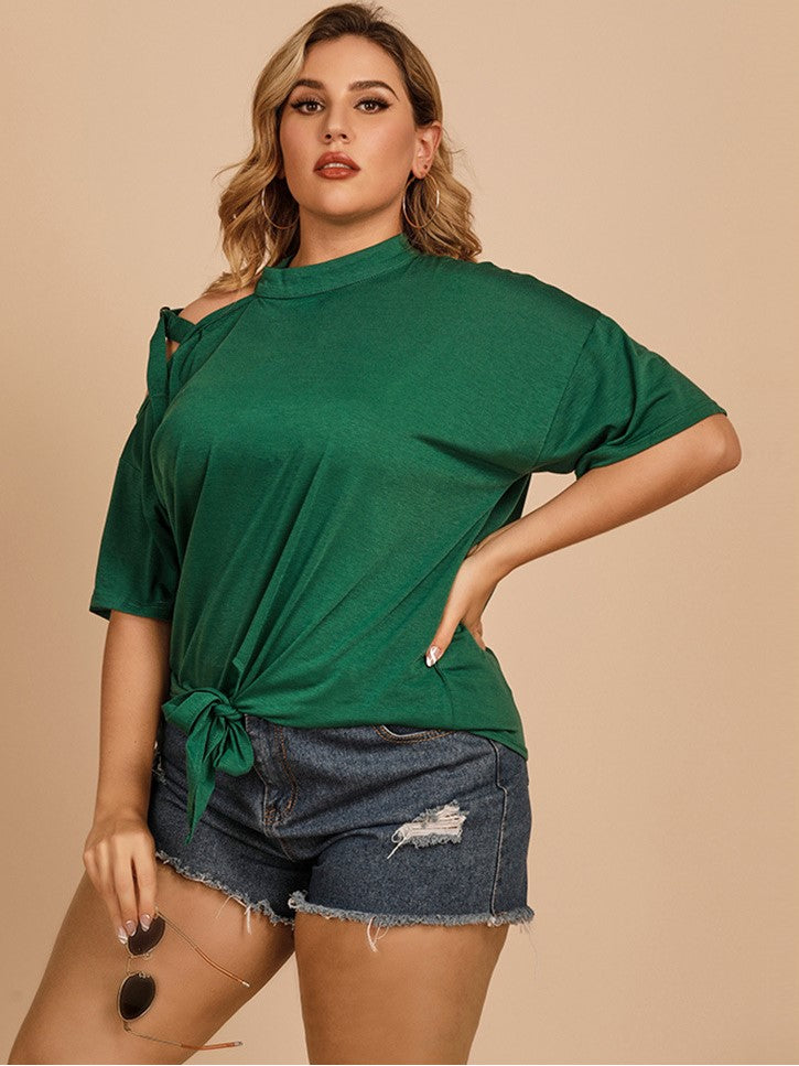 Shoulder Straps Bow Color Long Sleeve T-shirt