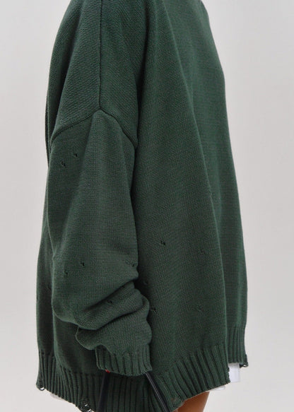 Forest Green Oversized Sweater - Elegance