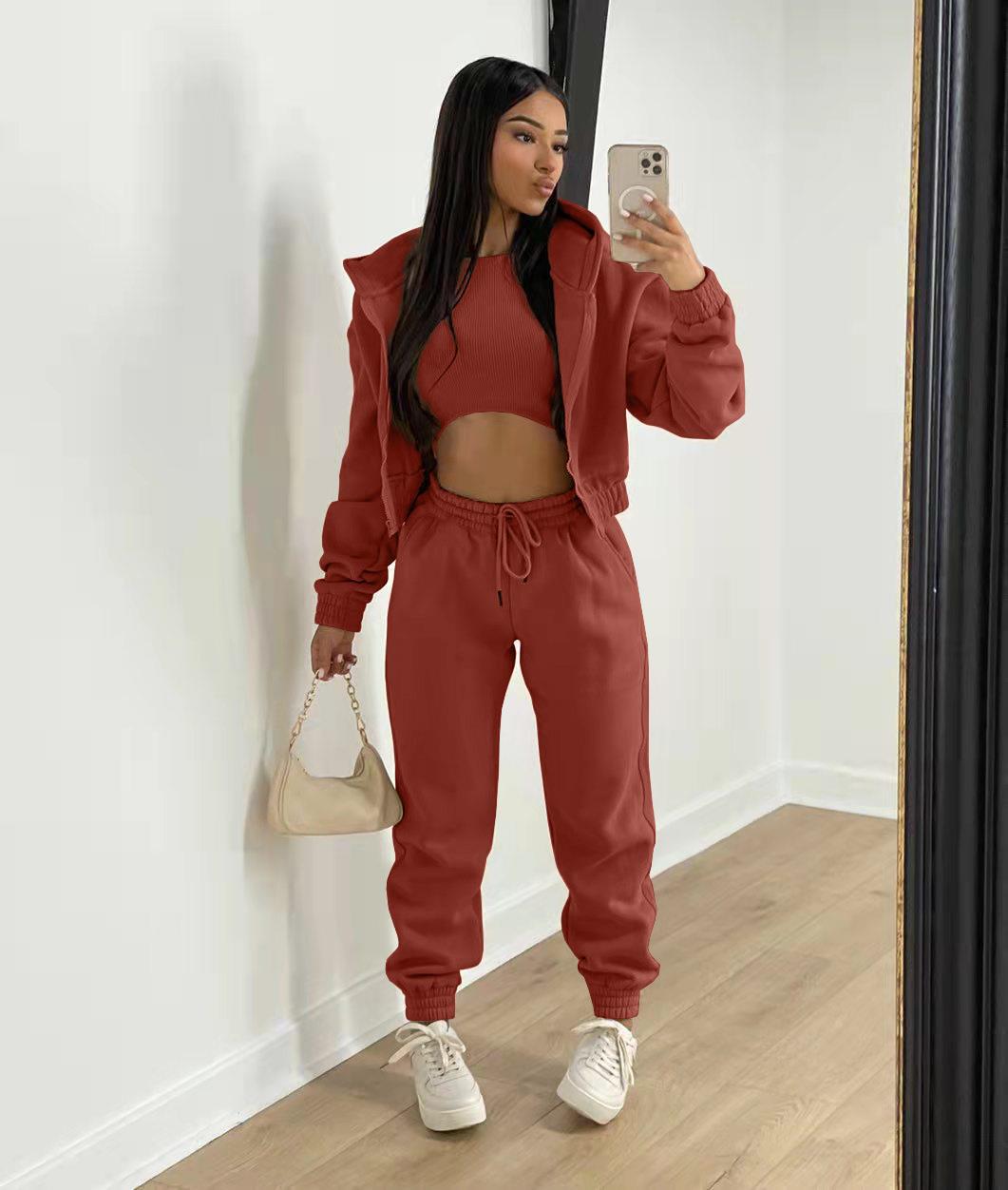 Clothing Autumn Winter Hooded Sweatshirt Long Sleeved Sports Suit